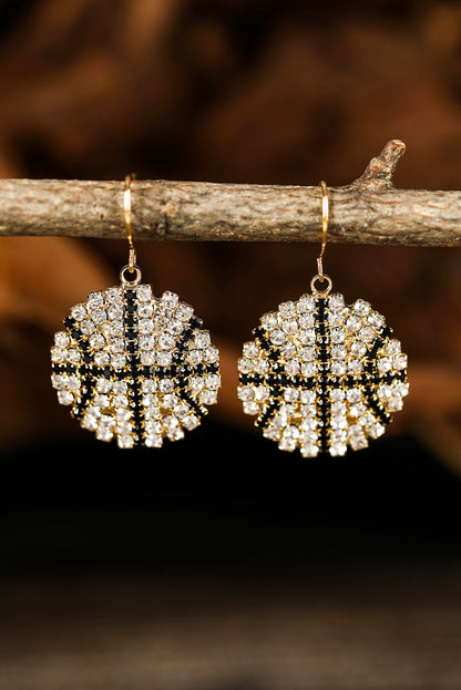 Silvery Glitter Rhinestone Ball Hook Earrings