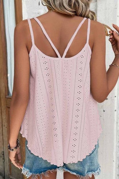 Eyelet Strappy Scoop Neck Tank Top