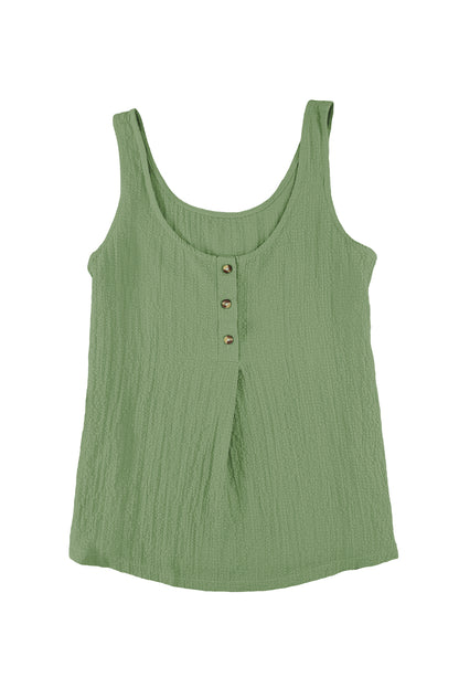 Scoop Neck Loose Fit Button Front Tank Top for Women