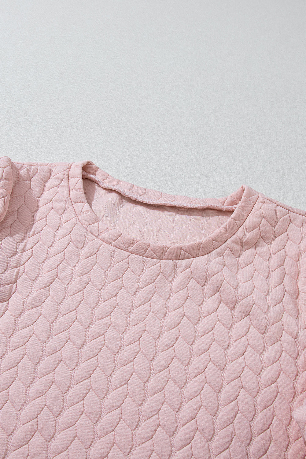 Rosy Waffle Quilted Puff Sleeve Sweatshirt