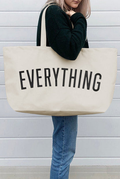 EVERYTHING Letter Print Large Canvas Tote Bag 73x17x44cm
