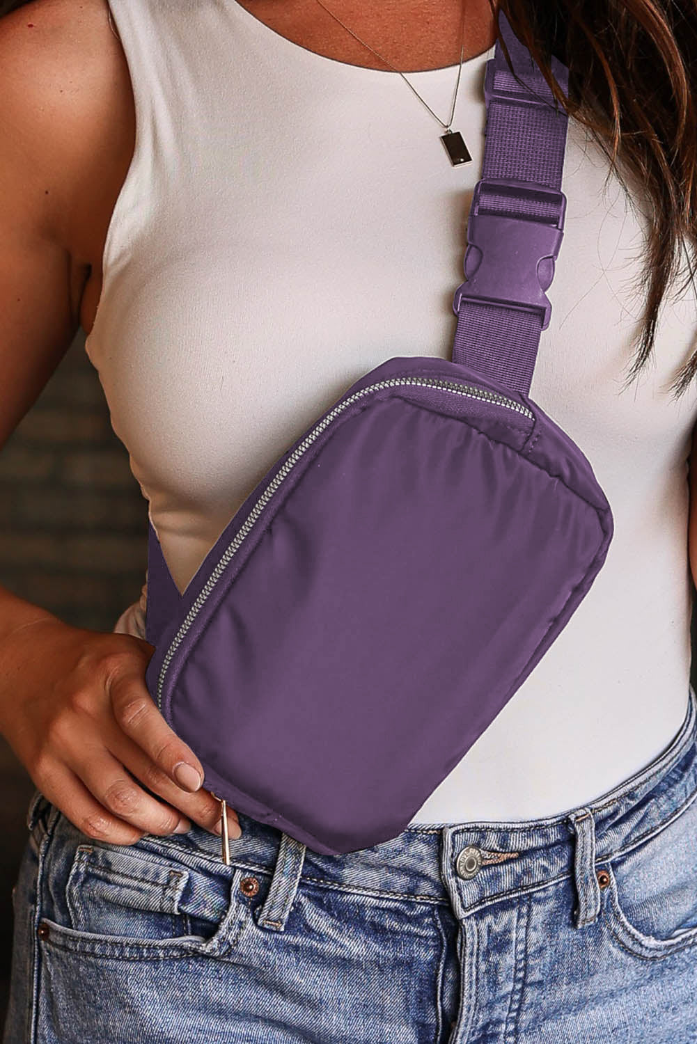 Waterproof Zipped Fanny Pack Crossbody Sling Bag