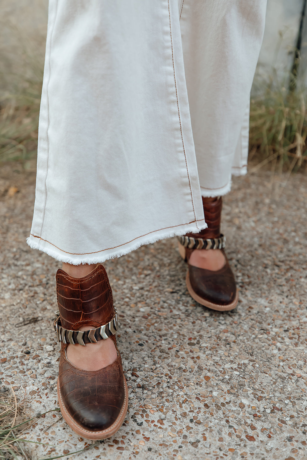 White Distressed Buttons High Waisted Flare Jeans