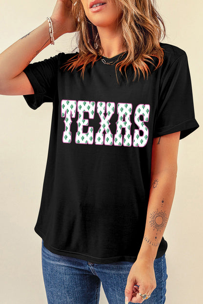 Cactus TEXAS Graphic Roll Up Sleeve T Shirt