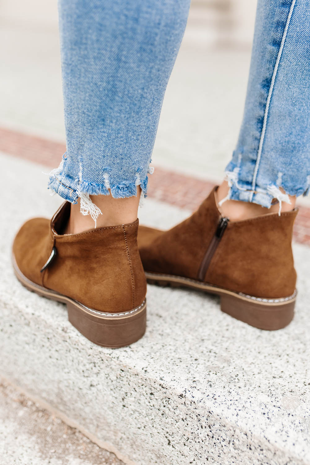 Casual Faux Suede Side Zip Ankle Boots