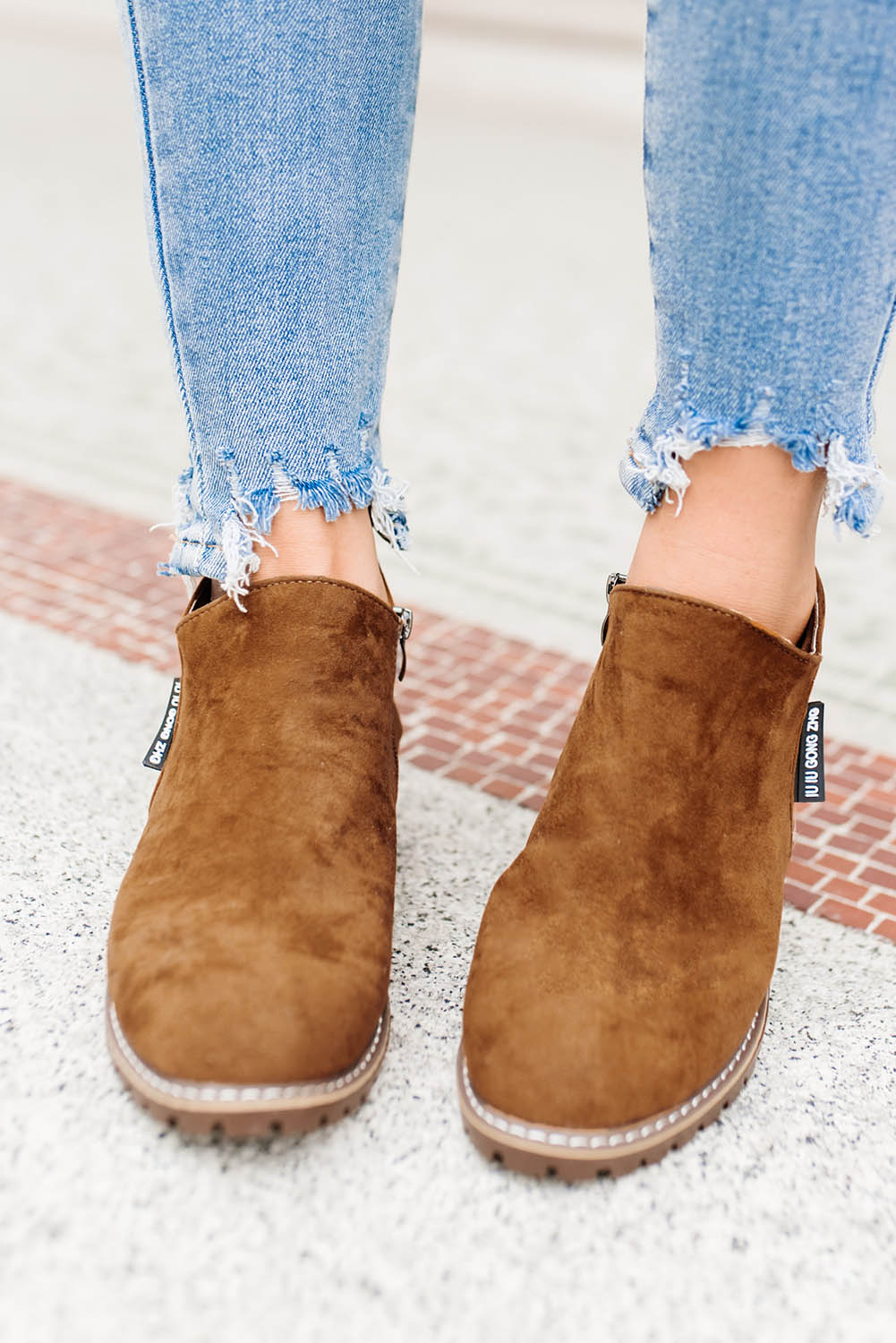 Casual Faux Suede Side Zip Ankle Boots