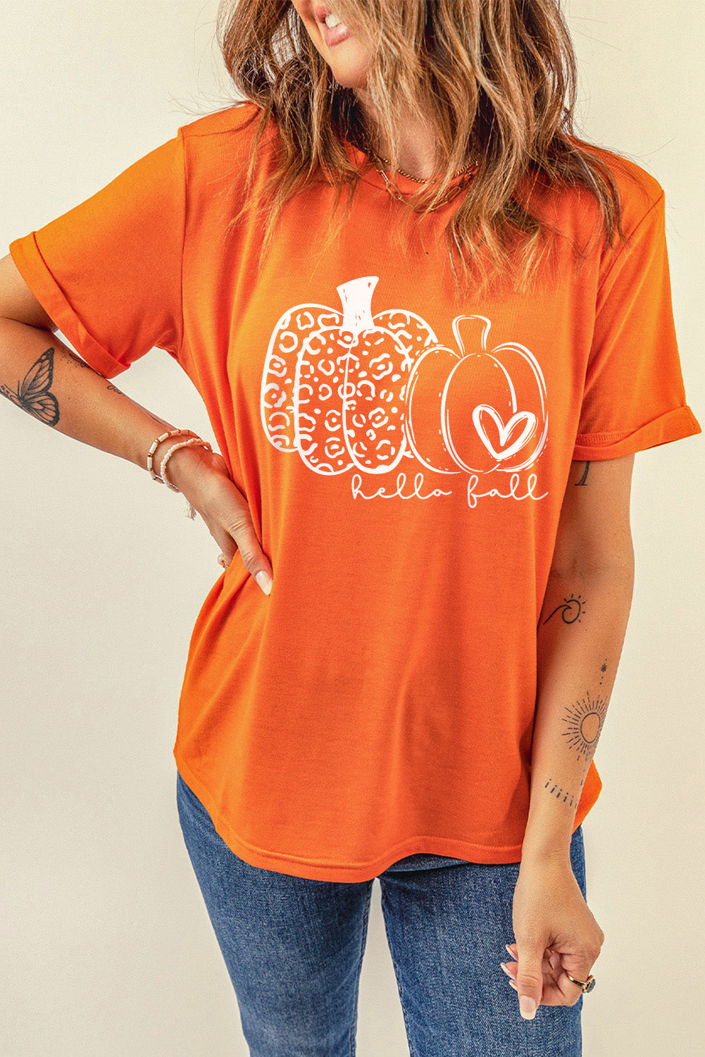 Pumpkin Graphic Crew Neck T-shirt