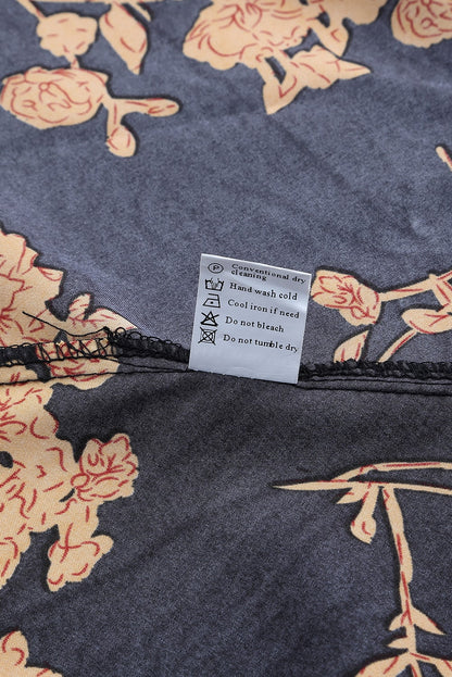 Floral Print Keyhole Neck Long Sleeve Plus Size Dress