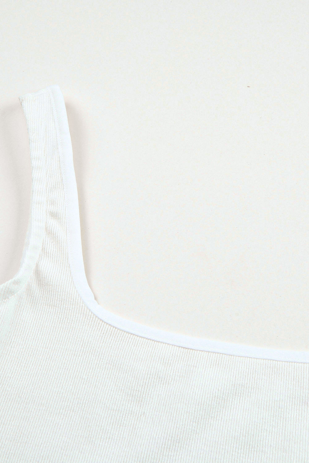 Plain White Slim Fit Square Neck Cropped Tank Top