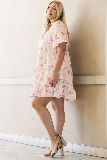 Plus Size Floral Pattern Babydoll Swing Dress