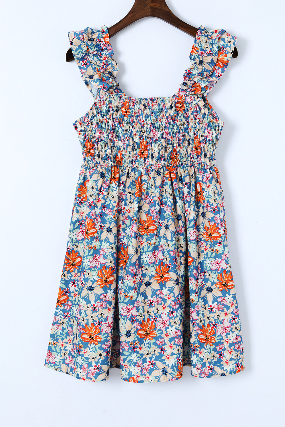 Multicolor Sweetheart Ruffle Sleeveless Floral Short Dress