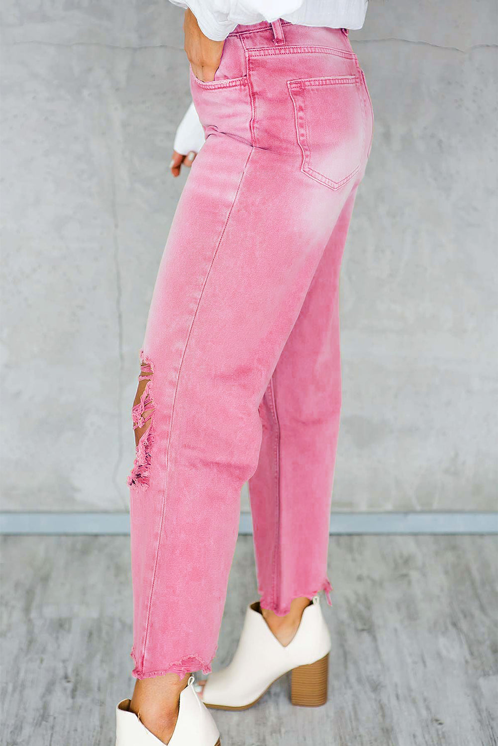 Distressed Hollow Out High Waist Flare Jeans