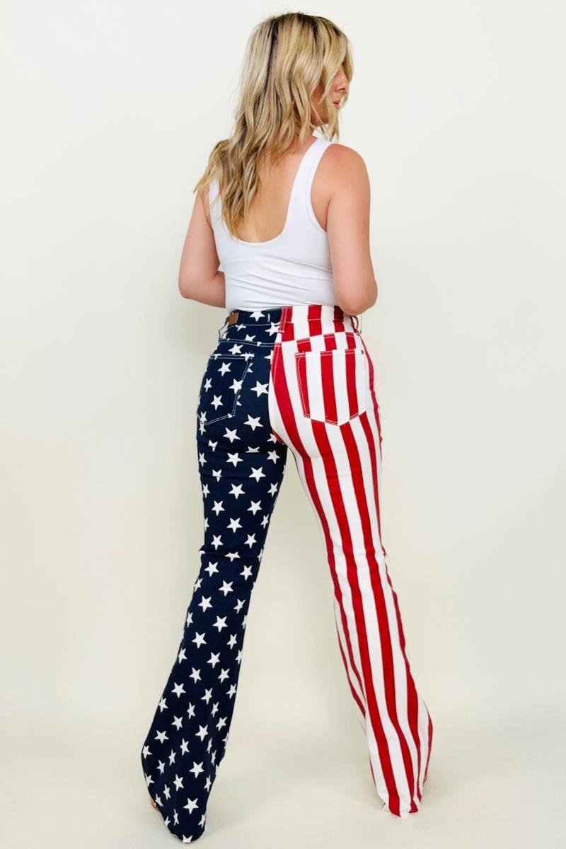 Judy Blue High Waist American Flag Print Flare Jeans