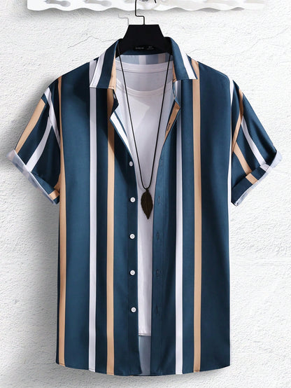 Manfinity Homme Men Random Striped Print Shirt