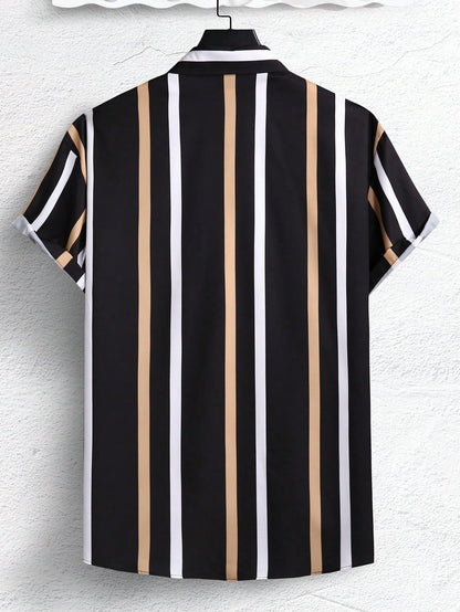 Manfinity Homme Men Random Striped Print Shirt