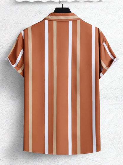 Manfinity Homme Men Random Striped Print Shirt
