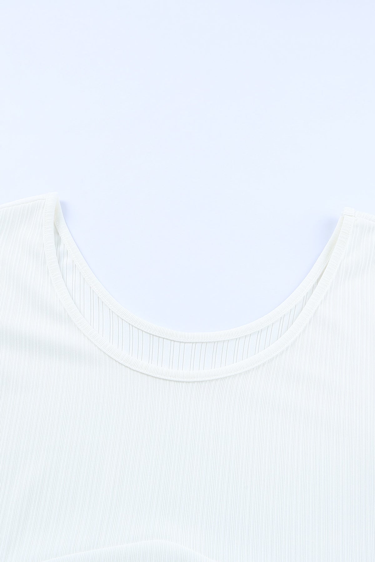 White Contrast Guipure Long Sleeve Ribbed Top