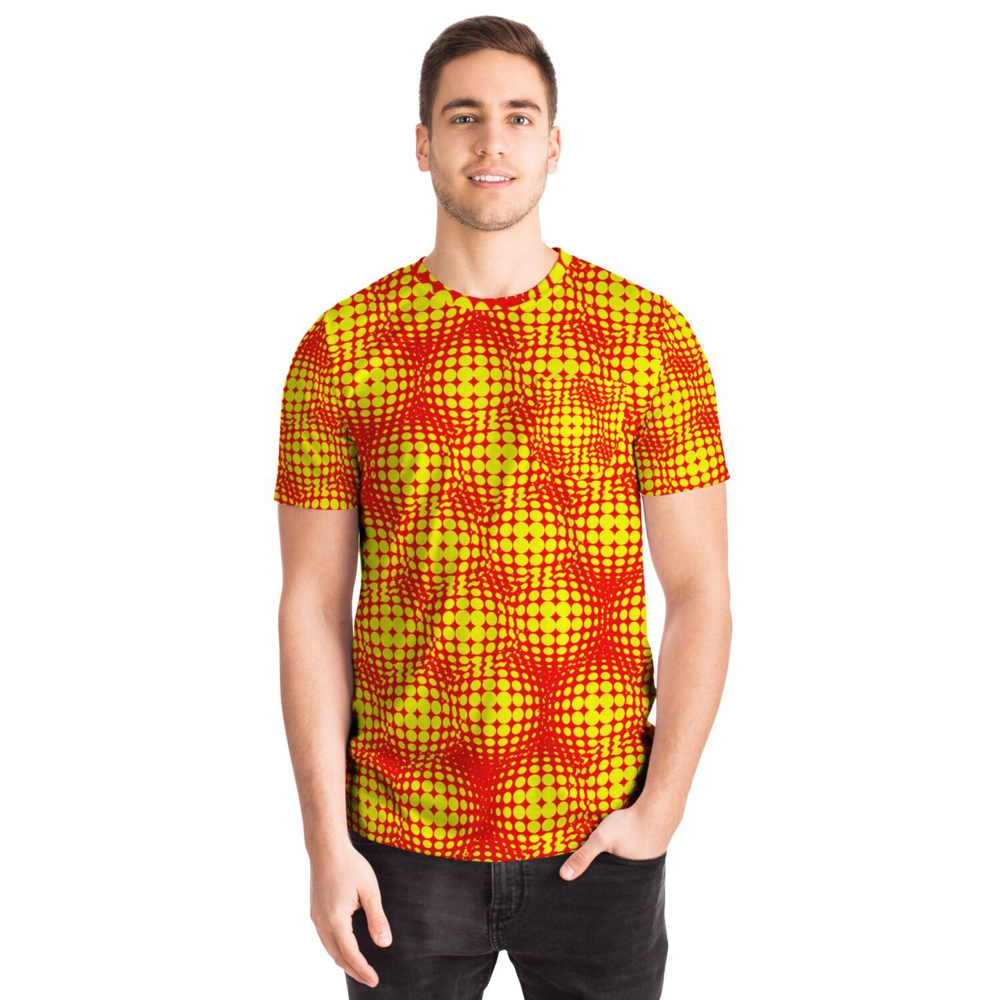 EYS - Dotted Sphere Pattern Red and Gold Color Shirt