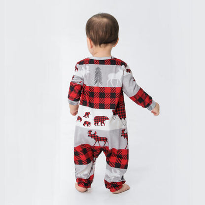 Baby Reindeer & Plaid Round Neck Jumpsuit (Size 2M to 24M)