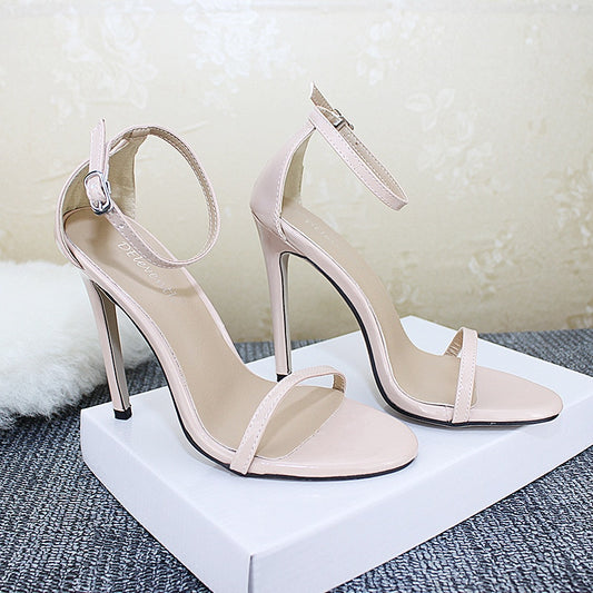 Leather High Heels Platform Sandals