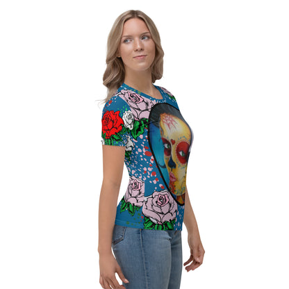 Latina Sugar Skull (All Over Printed Ladies Shirt) FREE SHIPPING ON THIS ITEM!