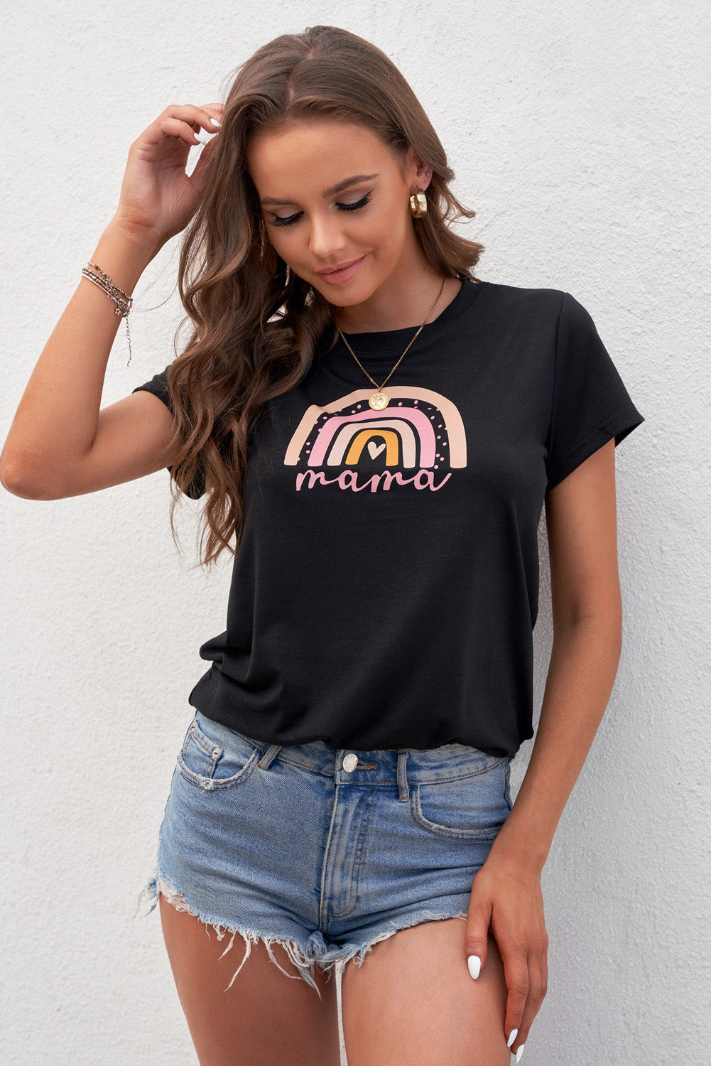 Women Graphic Round Neck Tee Shirt (Mother & Daughter Collection item)