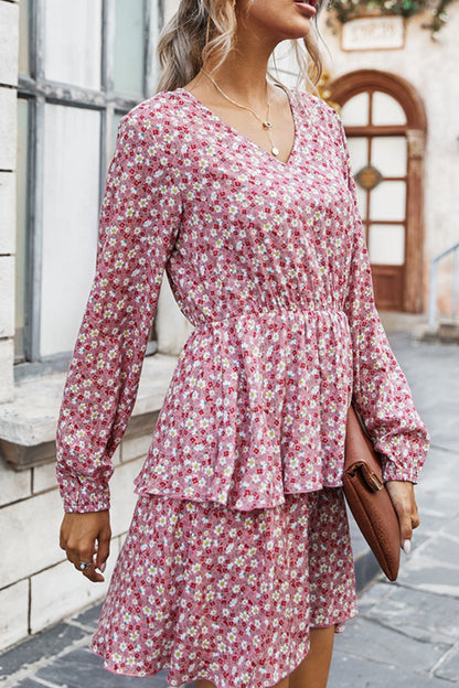 Floral V-Neck Layered Dress