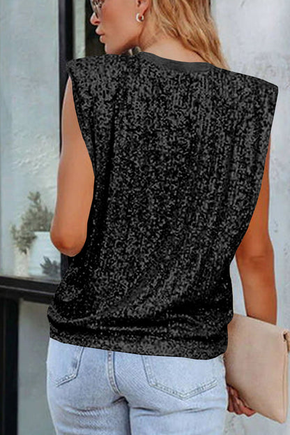 Sequin Round Neck Tank Top