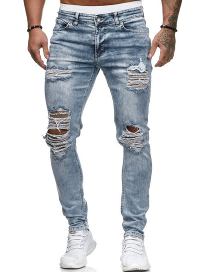 Men's Fashion Frayed Slim Fit Long Jeans