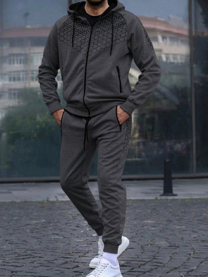 Men's Performance Zipper Hoodie And Sweatpants Two Piece Set