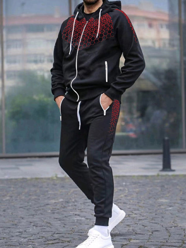 Men's Performance Zipper Hoodie And Sweatpants Two Piece Set