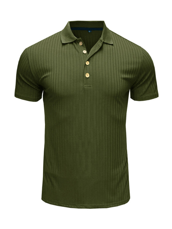 Men's Solid Color Short Sleeve Polo Top