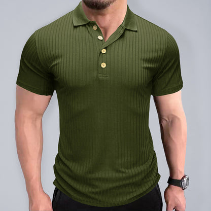 Men's Solid Color Short Sleeve Polo Top