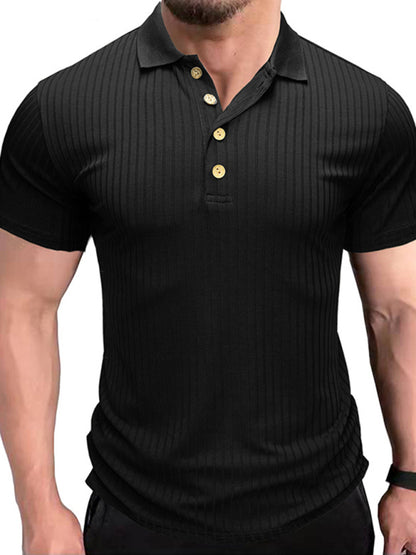 Men's Solid Color Short Sleeve Polo Top