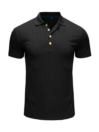 Men's Solid Color Short Sleeve Polo Top