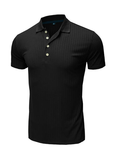 Men's Solid Color Short Sleeve Polo Top