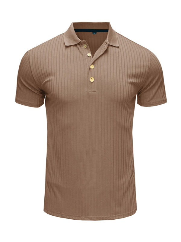 Men's Solid Color Short Sleeve Polo Top