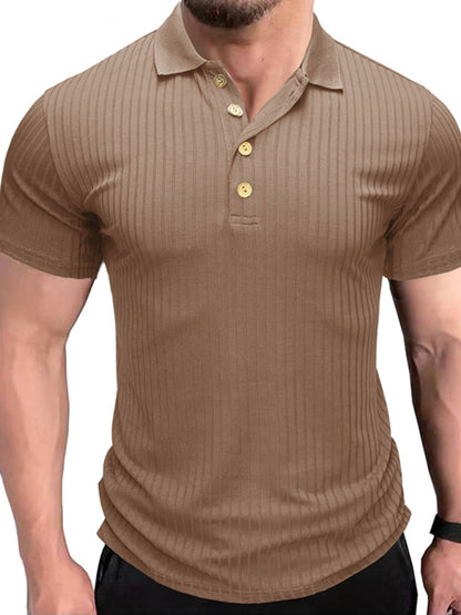 Men's Solid Color Short Sleeve Polo Top