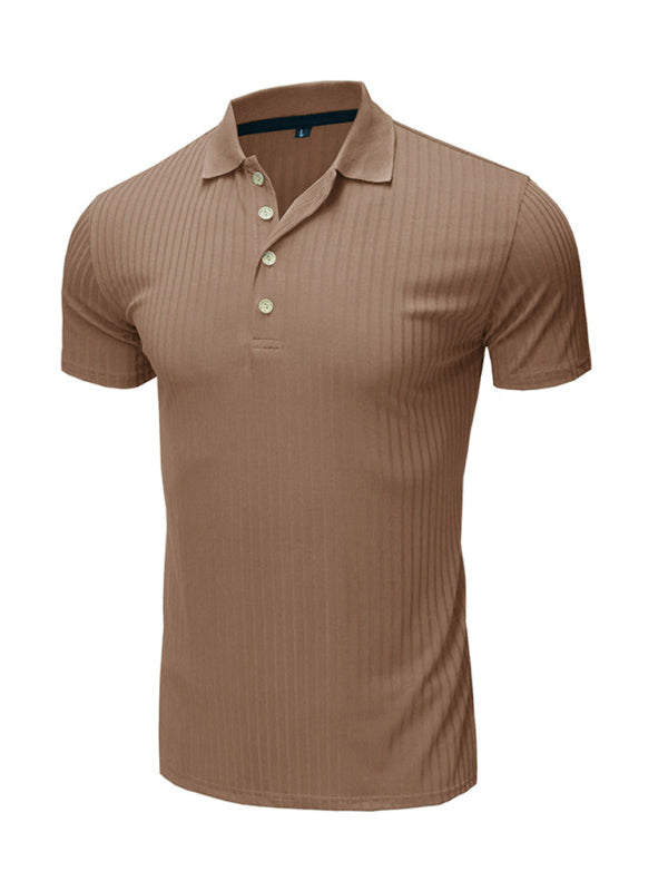 Men's Solid Color Short Sleeve Polo Top