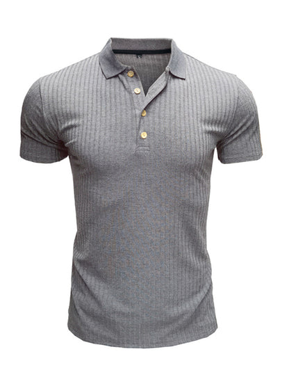 Men's Solid Color Short Sleeve Polo Top