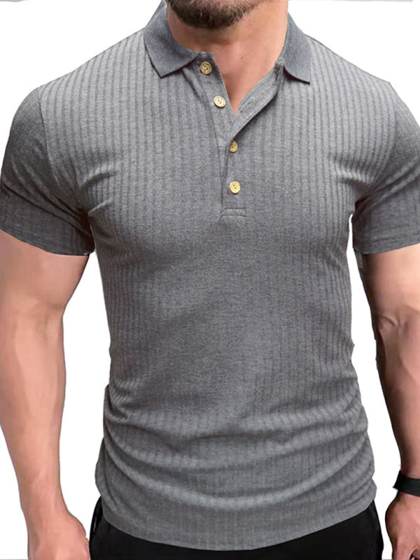 Men's Solid Color Short Sleeve Polo Top