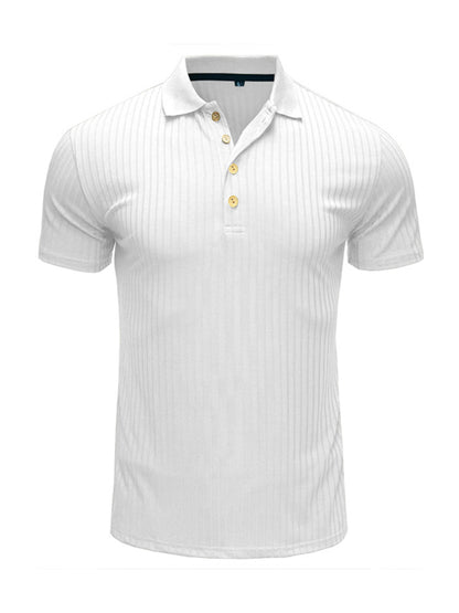 Men's Solid Color Short Sleeve Polo Top