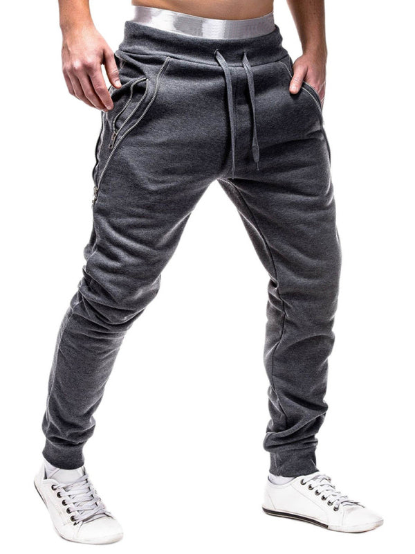 Men's fashion casual personalized zipper trim trousers