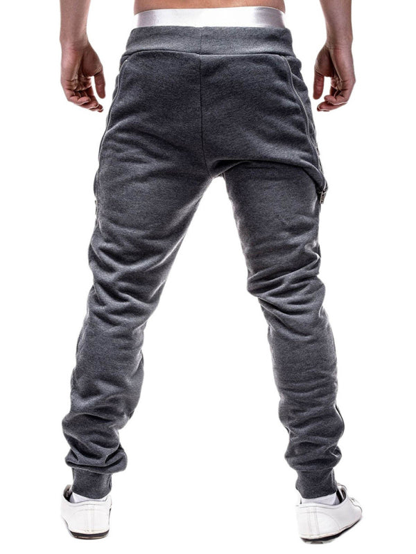 Men's fashion casual personalized zipper trim trousers