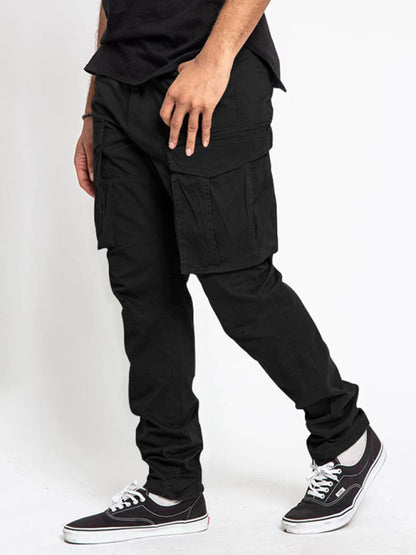 Men's Solid Color Multi-Pocket Casual Cargo Pants