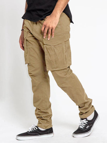 Men's Solid Color Multi-Pocket Casual Cargo Pants