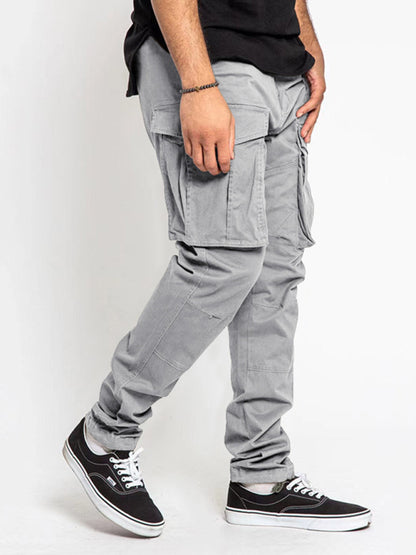 Men's Solid Color Multi-Pocket Casual Cargo Pants