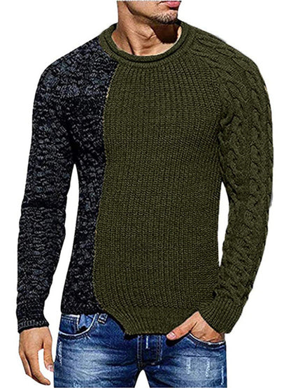 Men's new round neck long sleeve knitted slim sweater