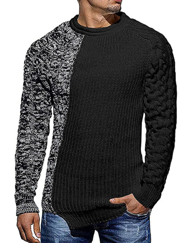 Men's new round neck long sleeve knitted slim sweater