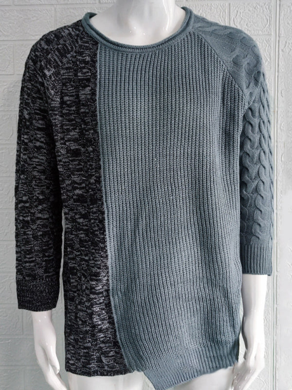 Men's new round neck long sleeve knitted slim sweater